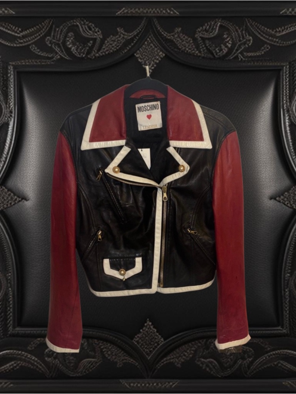 Rare 1990s Moschino Motorcycle Leather Jacket!